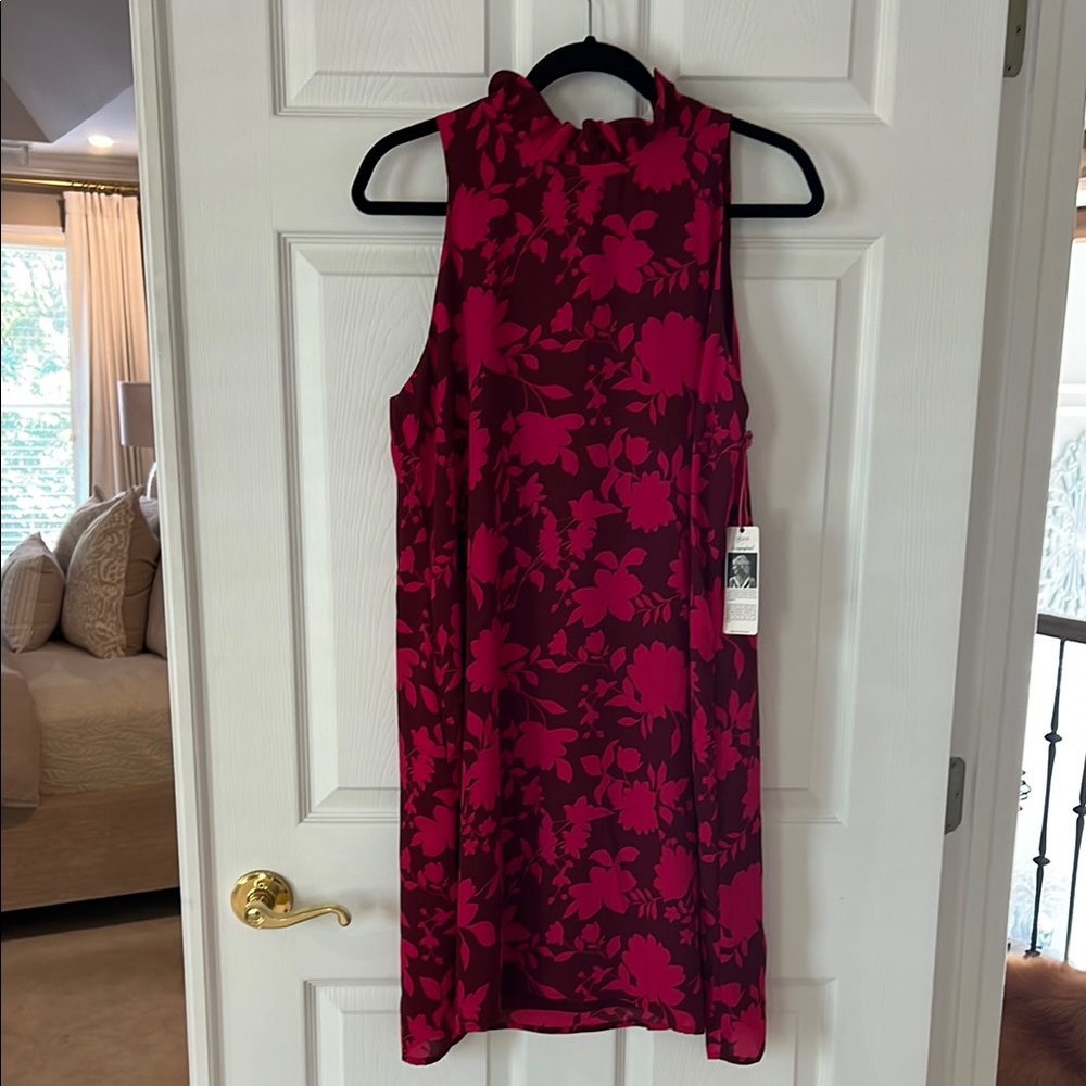Gibson Black and Pink Sheath Midi Dress Halter Sleeveless